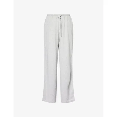 Adanola Womens Light Grey Melange Waffle Straight-leg Cotton-jersey Trousers Xl In Gray