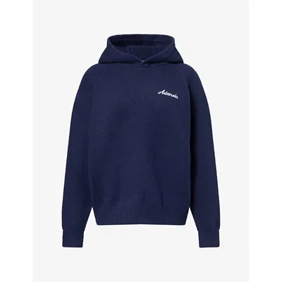 Adanola Womens Logo-embroidered Oversize Cotton-knit Hoody Navy