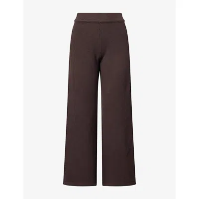 Adanola Womens Logo-embroidered Wide-leg Knitted Jogging Bottoms Coffee Bean Xs
