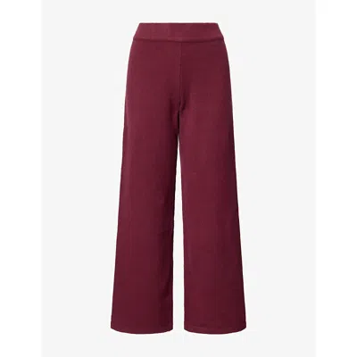 Adanola Womens Logo-embroidered Wide-leg Knitted Jogging Bottoms Damson Red