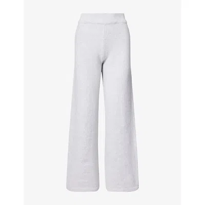 Adanola Womens Logo-embroidered Wide-leg Knitted Jogging Bottoms Light Grey Melange Xs