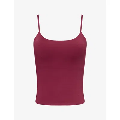 Adanola Womens Logo-print Stretch-jersey Tank Top Damson Red Xs