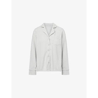 Adanola Womens  Long-sleeve Jersey Pyjama Shirt In Light Grey Melange