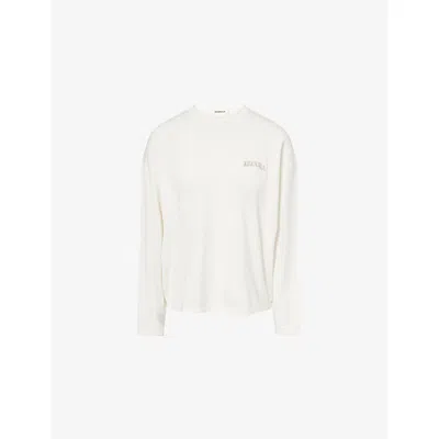 Adanola Womens Marshmallow White Varsity Knit Roll Hem Sweatshirt