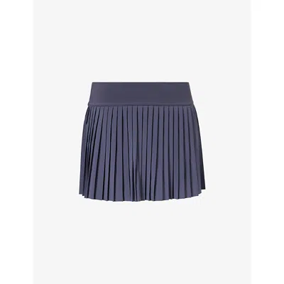 Adanola Womens Midnight Blue Pleated Tennis Woven Mini Skirt
