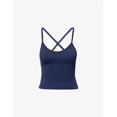 Adanola Womens  Classic Seamless Cross-back Tank Top In Blue