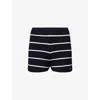 Adanola Womens Stripe Crop Knitted Shorts Navy Blue/white In Black