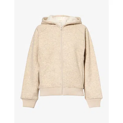 Adanola Womens Oatmeal Marl Zip-up Fleece Hoody In Orange