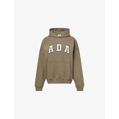 Adanola Womens Olive Green Ada Logo-embroidered Oversized Cotton-jersey Hoody