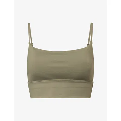 Adanola Womens Olive Green Ultimate Square-neck Sports Bra