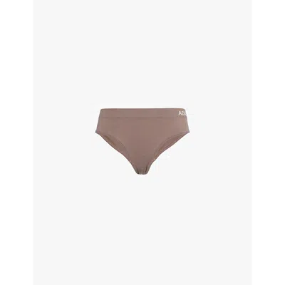 Adanola Womens  Seamless Intimate Logo-waistband Stretch-woven Briefs In Pebble Brown