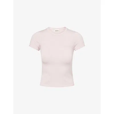 Adanola Womens Pink Varsity Knit Crewneck T-shirt Xs