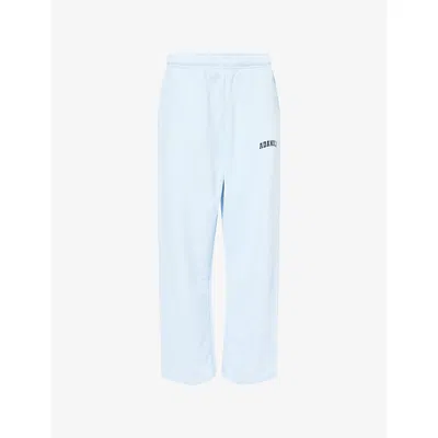 Adanola Womens  As Straight-leg Cotton-jersey Jogging Bottoms In Powder Blue/navy Blue