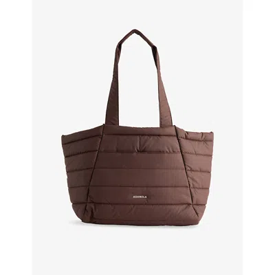 Adanola Womens Quilted Shell Tote Bag Chocolate Brown