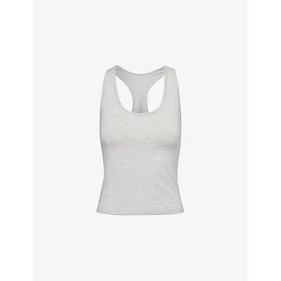 Adanola Womens  Racer-back Sleeveless Jersey Vest Top In Light Grey Melange
