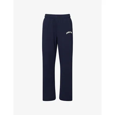 Adanola Womens Raw-cuff Straight-leg Cotton-blend Jogging Bottoms Navy Blue Xs