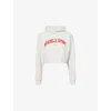 Adanola Womens Raw-hem Crop Cotton-blend Hoody Lght Gry Mel/clssc Red Xl