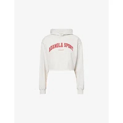 Adanola Womens Raw-hem Crop Cotton-blend Hoody Lght Gry Mel/clssc Red Xl