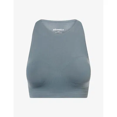 Adanola Womens Sea Green Impact Seamless Racer Sports Bra Xl In Gray