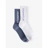Adanola Womens Slate Blue Branded 2-pack Cotton-blend Socks In Multi