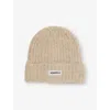 Adanola Womens Logo-embroidered Brushed Wool-blend Beanie Hat Stone In Orange
