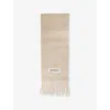 Adanola Womens Stone Logo-patch Brushed Wool Blend Scarf In Neutral