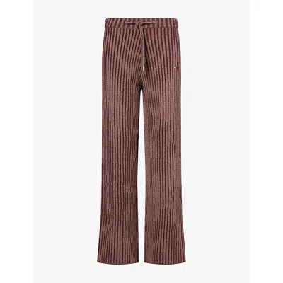 Adanola Womens Straight-leg Knitted Trousers Damson Red In Brown