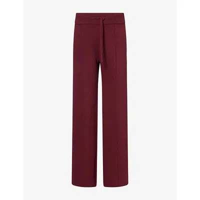 Adanola Womens Straight-leg Trim Knitted Trousers Damson Red In Burgundy