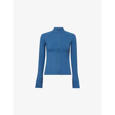 Adanola Womens Teal Blue Ultimate Long-sleeves Stretch-woven Top Xs