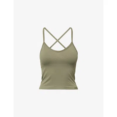 Adanola Womens  Classic Seamless Cross-back Tank Top In Green