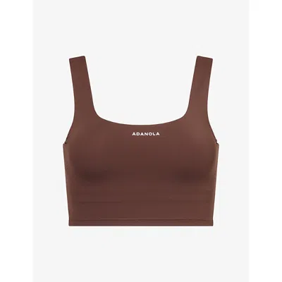 Adanola Womens Ultimate Square-neck Sports Bra Chocolate Brown