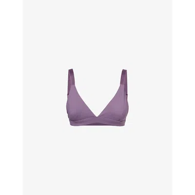 Adanola Womens Ultimate Triangle Cross-back Stretch-woven Bra Violet Purple