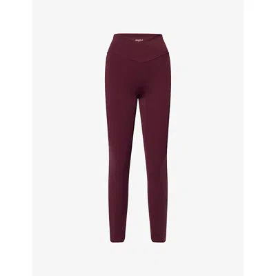 Adanola Womens Dark Cherry Ultimate Wrap Over Gym Leggings In Burgundy