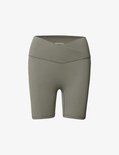 Adanola Ultimate Wrap-over High-rise Stretch-woven Shorts In Olive Green