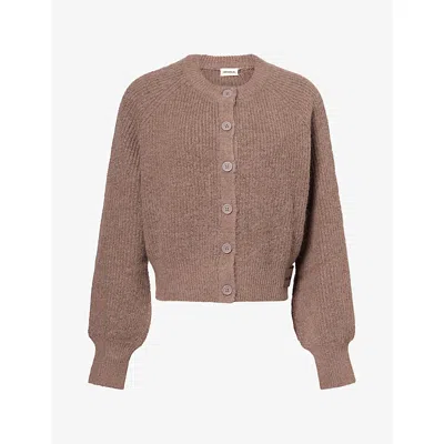 Adanola Womens Walnut Brown Ribbed Knitted Cardigan Xl