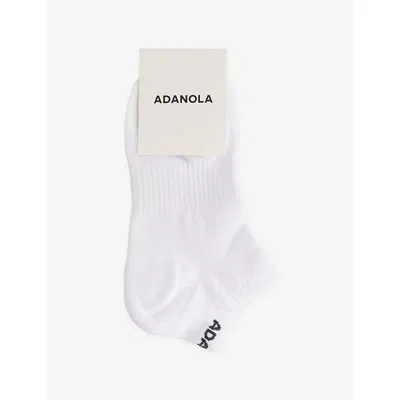 Adanola Womens White Mid-length Pilates Grip Cotton-blend Socks