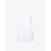 Adanola Womens White Pointelle Shoulder-straps Cotton-jersey Mini Dress In Blue