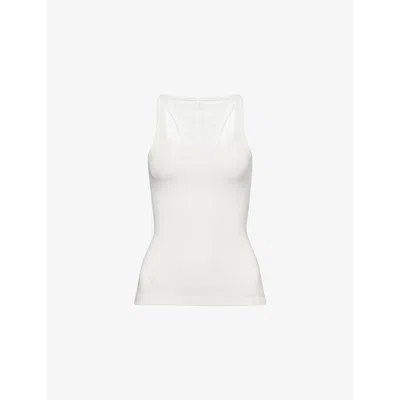 Adanola Womens White Scoop-neck Ribbed Knit Top