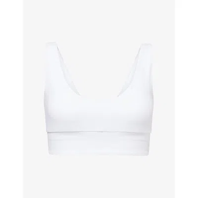 Adanola Womens White Ultimate V-neck Sports Bra Xs