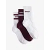 Adanola Womens White/dark Cherry Branded 3-pack Cotton-blend Sport Socks In Multi