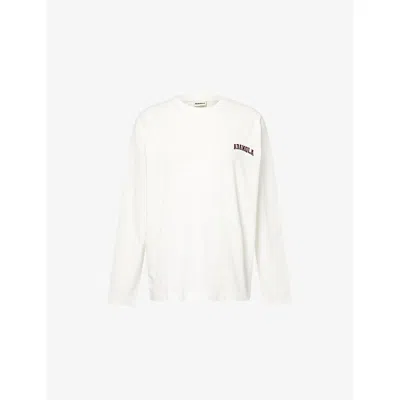 Adanola Womens White/dark Cherry Varsity Drop-shoulder Cotton-jersey Sweatshirt Xl