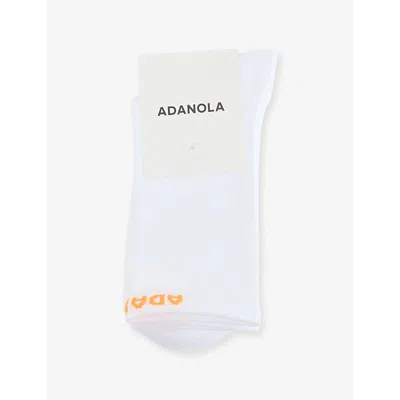 Adanola Womens White/mango Logo-print Stretch-woven Running Socks