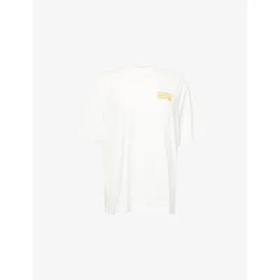 Adanola Womens White/mango Orange Vacation Logo-print Cotton-jersey T-shirt Xs In Multi