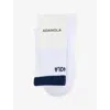 Adanola Womens White/navy Blue Striped-trim Brand-intarsia Stretch Cotton-blend Socks In Multi
