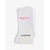 Adanola Womens White/pink Logo-print Ribbed Cotton-blend Socks In Multi