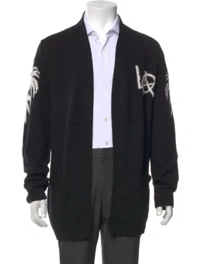Pre-owned Adaptation Cashmere Graphic Print Cardigan In Black