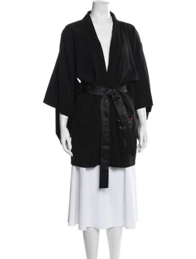 Pre-owned Adaptation Embroidered Accent Robe In Black