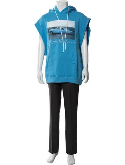Pre-owned Adaptation Graphic Print Crew Neck Hoodie In Blue