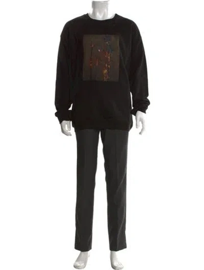 Pre-owned Adaptation Graphic Print Crew Neck Sweatshirt In Black