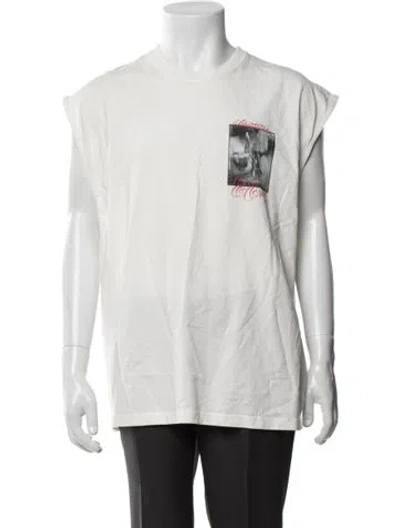 Pre-owned Adaptation Graphic Print Crew Neck T-shirt W/ Tags In White